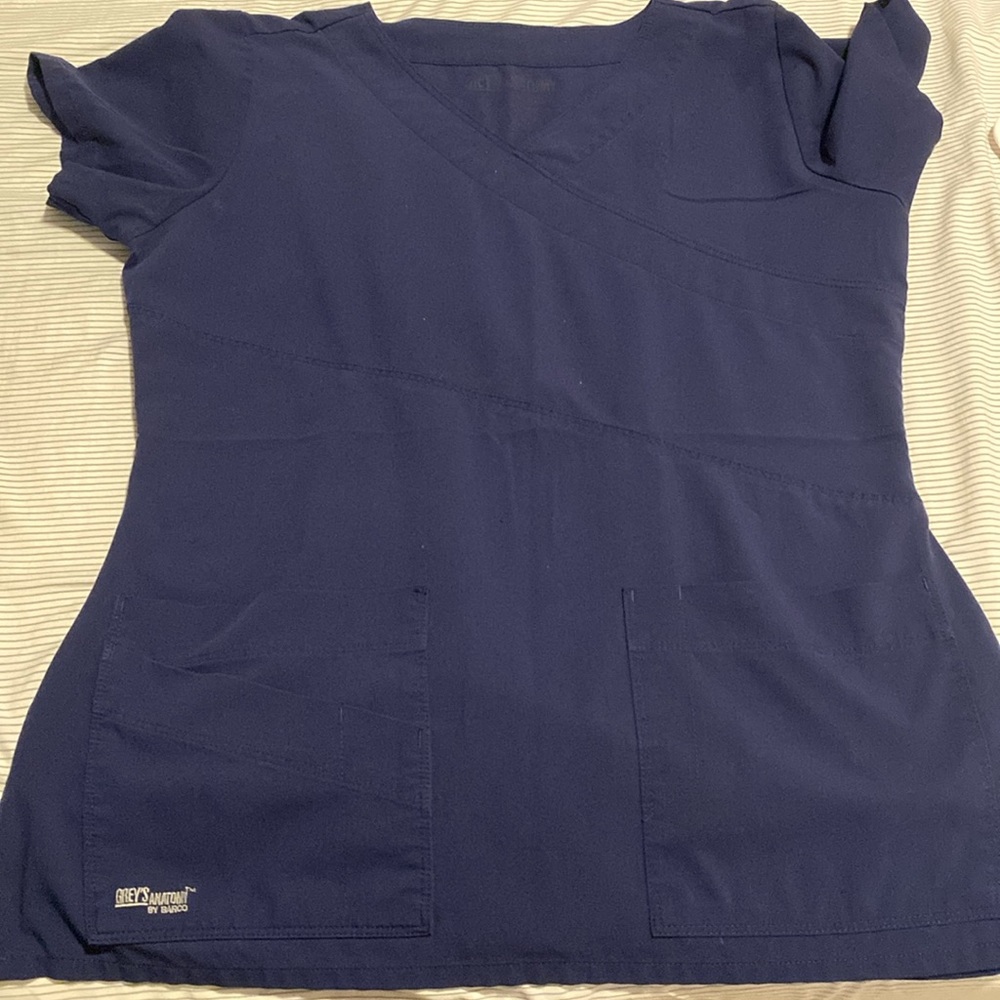 2 navy blue greys anatomy scrub tops